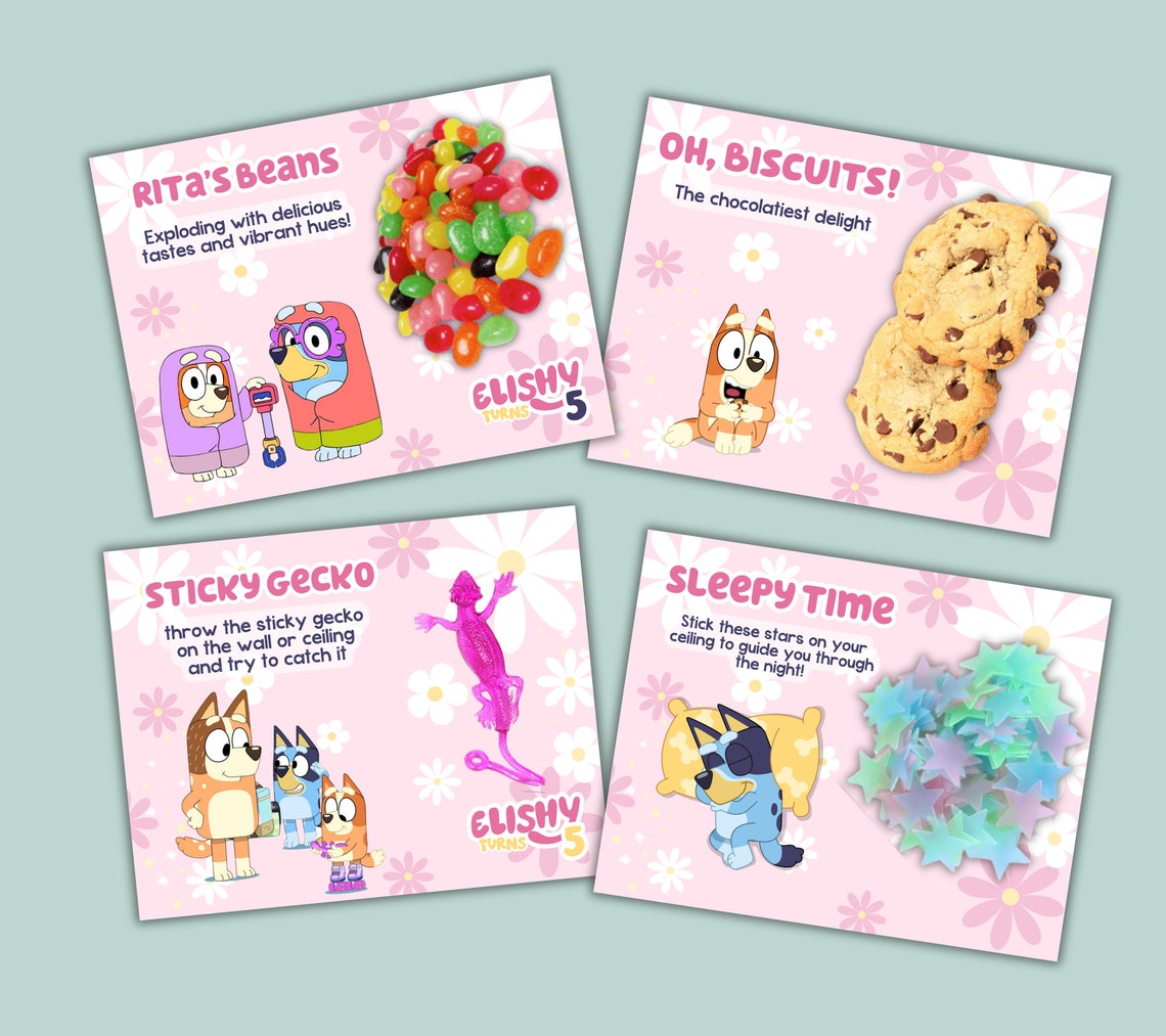 11 Bluey Girl Party Favor Printables, Birthday Treat Blundles Bluey ...