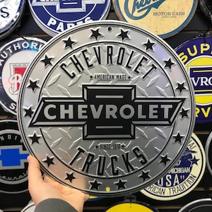 12&quot; Chevrolet Trucks Sign Chevy Garage Decor for Men GMC Automotive Wall Decor General Motors Diamond Plate Sign Mechanic Gifts for Men