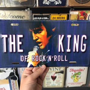 King of Rock N Roll Elvis License Plate Elvis Presley Vanity Plate Music Room Vintage Americana Hollywood Memorabilia Nostalgic Gift Her Mom