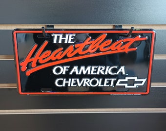 Heartbeat of America Chevrolet License Plate Chevy Vanity Plates Garage Decor for Men Birthday Gift for Boyfriend Husband Dad Grandpa Uncle