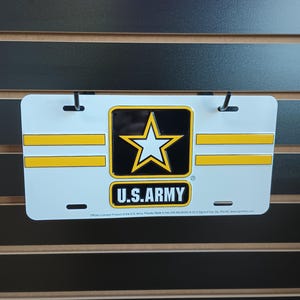 Placa de licença do Exército dos EUA, placa de vaidade do Exército dos EUA, presentes, decoração de garagem para veteranos militares dos EUA, presente masculino para avô, marido, irmão