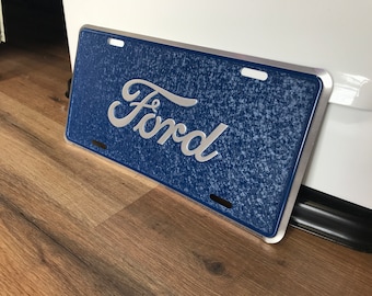 Ford Script Mosaic License Plate Ford Vanity Plates Garage Decor for Men 16th Birthday Gifts for him Blue Man Cave Wall Decor Gift for Dad