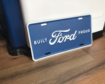 Built Ford Proud License Plate Ford Vanity Plates Garage Decor for Men 16th Birthday Gifts for him Man Cave Wall Decor Ford Retirement Gifts