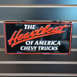 Heartbeat of America Chevy Trucks Placa de licença Chevrolet Truck Vanity Plate Decoração de garagem Homens Meninos Decoração de quarto Presente para namorado marido