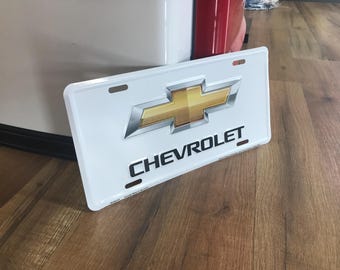 Chevy License Plate Chevrolet Vanity Plates 16th Birthday Gift Car Truck Accessories Chevy Bowtie Garage Decor Men Housewarming Gifts Dad
