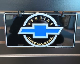 Chevrolet Bowtie License Plate Black Chevy Vanity Plates Garage Decor for Men Birthday Gift for Boyfriend Husband Dad Brother Grandpa Uncle