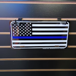 Placa de carro fina azul, placa de vaidade da polícia, decoração de parede com tema de policial, presentes para policiais, presente de aposentadoria para pai, marido, tio