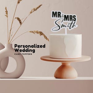 Personalized Acrylic Wedding Cake Topper - 3D Double Layer | Modern Wedding Cake Decoration | Custom Acrylic Cake Topper 6&quot; x 4.5&quot;