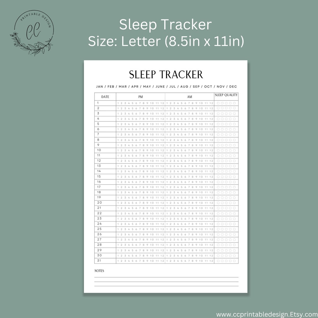 Printable Sleep Tracker Monthly Sleep Log - Etsy