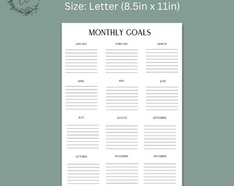 Monthly Goals Planner Printable - Etsy