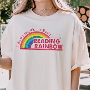 Retro Comfort Reading Rainbow Shirt, Retro Librarian Shirt, Teacher Appreciation Shirt, Retro Comfort Rainbow School Shirt, Book Lover Gift