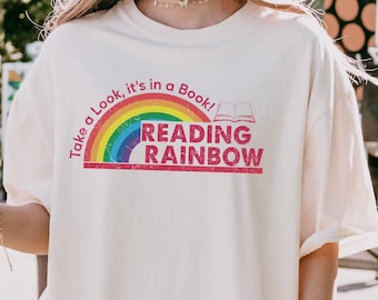Retro Comfort Reading Rainbow Shirt, Retro Librarian Shirt, Teacher Appreciation Shirt, Retro Comfort Rainbow School Shirt, Book Lover Gift