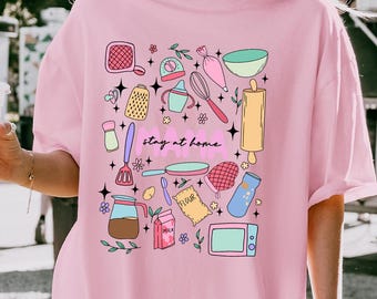 Retro comfort T-shirt moeder, sweater thuisblijven moeder, Moederdagshirt, grappig mamacadeau, Moederdagoutfit, mama-T-shirt keuken