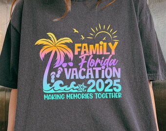2025年フロリダ家族旅行お揃いTシャツ、ファミリークルーズバケーションシャツ、ファミリーサマーホリデーコーデ、女子旅フロリダバケーションTシャツ