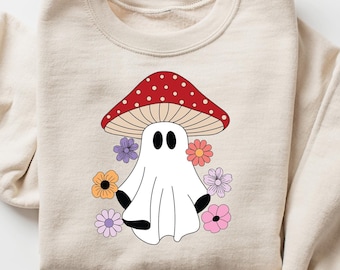 Magic Mushroom Sweatshirt, Ghost Mushroom Tshirt, Spooky Season Shirt, Floral Fall Tshirt, Ghost Sweatshirt, Halloween Gift