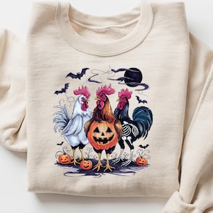 Halloween Chicken Tshirt, Spooky Chicken Sweatshirt, Halloween Gift, Funny Chicken Shirt, Ghost Chickens Tee, Halloween Chicken Crewneck