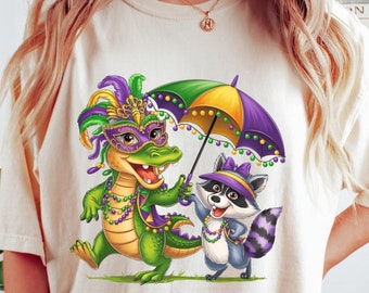 Karneval Krokodil T-Shirt, Karneval Karneval Sweatshirt, Karneval Alligator und Waschbär Shirt, New Orleans T-Shirt, Tier Liebhaber Geschenk