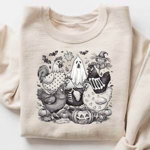 Halloween Chicken Sweatshirt, Halloween Chicken Shirt, Halloween Gift, Funny Chicken Shirt, Spooky Chickens Crewneck