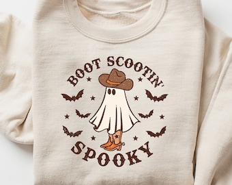 Boot Scootin Spooky Sweatshirt, Halloween Shirt, Cowboy Ghost Shirt, Western Halloween Shirt, Cute Spooky Shirt, Halloween Gift