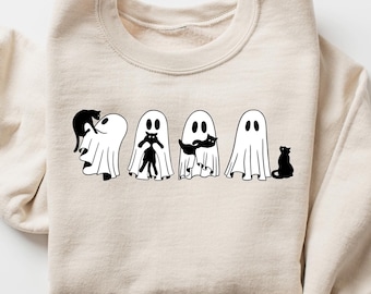 Ghost Cat Sweatshirt, Ghost Cat Tshirt, Halloween Crewneck, Halloween Gift, Spooky Cat Tshirt, Cat Lover Shirt, Cat Tshirt, Halloween Shirt