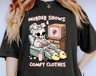 True Crime-shirt voor vrouwen, I Like Murder Shows Comfy Clothing T-shirt voor True Crime Junkie, True Crime-sweater
