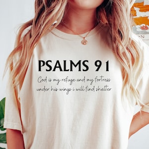 T-shirt Psalm 91, sweater bijbelvers, christelijk shirt, religieus vrouwenshirt, christelijke kleding, cadeau voor christen, Jesus Lover-T-shirt