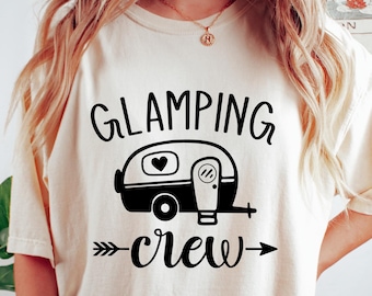 Camiseta de equipo de glamping, camiseta de campamento a juego con amigos, sudadera divertida para acampar, regalo de equipo de glamping, camiseta de equipo de campamento, atuendo de equipo de campamento