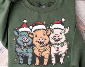 Pig Christmas Sweatshirt, Merry Pigmas Sweater, Christmas Pig Crewneck, Funny Christmas Gift, Pig Lover Christmas Gift, Farmer Xmas  Tshirt