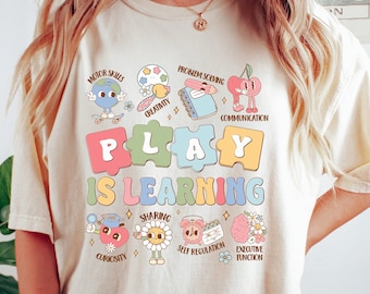 Retro Teacher Shirt, Play Is Learning Teacher Shirt, Back To School Tshirt, Groovy Teacher Shirt, First Day Of School Gifts