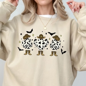Halloween Ghost Cowboy Sweatshirt, Western Halloween Tshirt, Halloween Gifts, Retro Ghost Sweater, Cowboy Halloween Shirt, Howdy Halloween