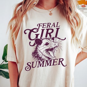 Feral Girl Zomer Opossum Shirt, Grappige Meme Opossum T-shirt, Feral Shirt, Cowgirl Shirt, Western Shirt, Rodeo Shirt, Grappig Shirt