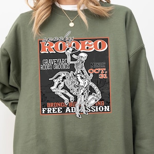 Halloween Rodeo Sweatshirt, Skeleton Cowboy Ghost Tshirt, Western Halloween Sweater, Retro Halloween T-Shirt, Western Halloween Gifts
