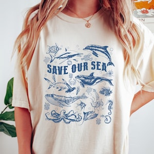 Save Our Seas T-shirt, Protect Our Oceans Shirt, Shark Sweatshirt, Ocean Lover Gift, Motivational Women Crewneck, Respect The Locals Tee