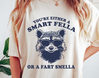 You Are Either A Smart Fella Or A Fart Smella T-shirt, Sarcastic Raccoon Shirt, Aesthetic Women Sweatshirt, Funny Raccoon Meme Gift,