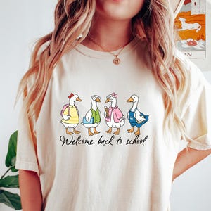 Camiseta de volta às aulas, camiseta do professor Goose, camiseta de boas-vindas de volta às aulas, presente de primeiro dia de aula, camiseta confortável do professor Silly Goose
