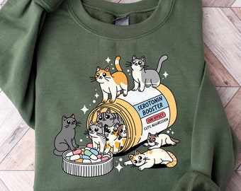 Antidepressivum Katze Sweatshirt, Katzenmutter Pullover, lustiges Katzen-Shirt, Ästhetische Frau Kleidung, Katzenliebhaber Geschenk, Therapeut Shirt, Katzenbesitzer Geschenk
