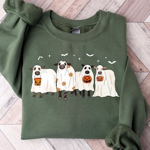 Ghost Cow Sweatshirt, Ghost Cow Tshirt, Halloween Crewneck, Spooky Season Outfit, Halloween Cow Shirt, Halloween Gift, Halloween Shirt