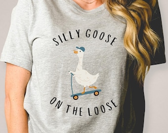 Retro Comfort Silly Goose Shirt, Silly Goose op het losse shirt, Silly Goose Comfy Shirt, Grappig Grafisch T-shirt, Funny Goose Shirt