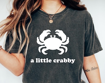 Minimalist Beach Shirt, Funny Meme T Shirt, A Little Crabby Tee, Summer Aesthetic Shirt, Oversize Womens Gift, Unisex Comfort T-shirt
