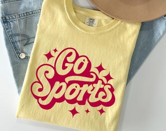 Comfort Colors® Retro Go Sports Tshirt, Aesthetic Distressed Sports Shirt, All Sports Women Tee, Trendy Graphic Tshirt, Sports Lover Gift