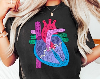 Heart Anatomy T-Shirt, Nursing School Shirt, Medical School Student Sweatshirt, Cardiac Nursing Gift, Cardiac Nurse Shirt, Nurse Grad Gift