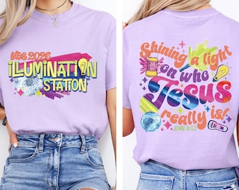 Illumination Station Christian T-shirt, VBS 2026 Tee, Shining A Light On Who Jesus Really Is Easter Church Shirt, Matching Easter Outfit
