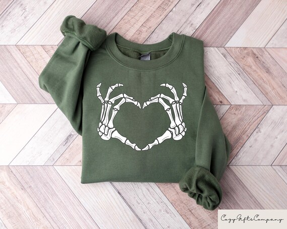 Retro Comfort Skeleton Hand Shirt, Skeleton Halloween Sweatshirt, Womens Halloween Tshirt, Spooky Season Sweater, Halloween Gifts