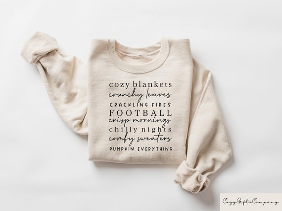 Cozy Blankets Crunchy Leaves Sweatshirt, Fall Lists Shirt, Womens Fall Sweatshirt, Halloween Sweater, Thanksgiving Gifts, Autumn Sweatshirt