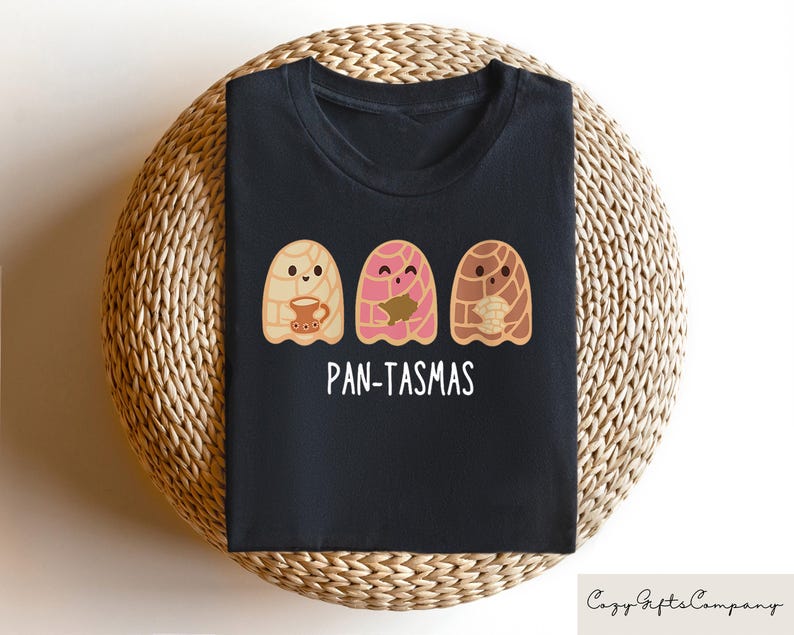 Rolig Pantasmas Ghost Pan Dulce-tröja, söta Ghost Conchas-tröjor, Latina-tröja, mexikansk Halloween-t-shirt, Halloween-present till kvinna bild 3