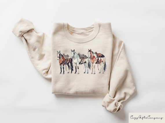 Cute Western Horses Sweatshirt, Horse T-Shirt, Western Women Shirt, Western Rodeo Tee, Cowgirl Horses Crewneck, Horse Lovers Gift