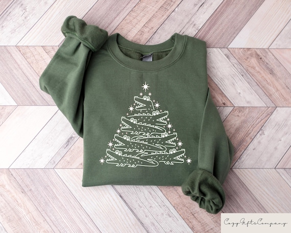 Christmas Alligator Sweatshirt, Christmas Tree Sweater, Funny Xmas Alligator Tshirt, Christmas Gift, Florida Christmas Shirt, Christmas Tee