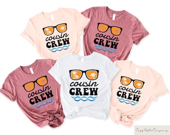 Cousin Crew Matching Shirts, Summer Vacation T-Shirt, Beach Trip Family Shirt, Cousin Group Shirt, Summer Cousin Gift, Palm Sunglasses Tee