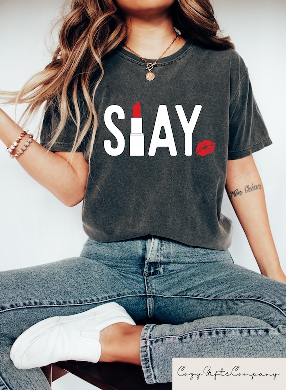 SLAY Shirt For Teens And Girls, Trendy Graphic Tee, Gen Z Fashion Shirt, Cute Confidence Tshirt, Sassy Women Gift, Preppy Kiss Sweatshirt