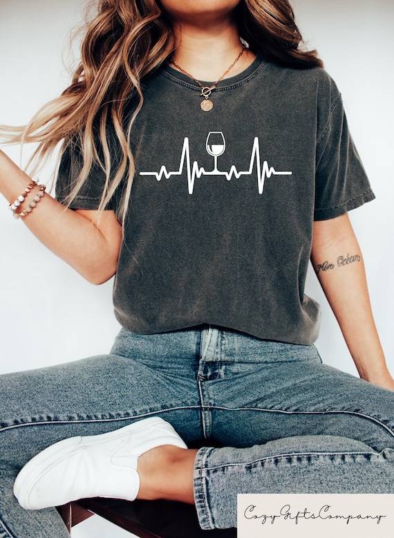 Wine Heartbeat Shirt ,Funny Cute Wine Glass Lover Gift Wine Heartbeat Shirt ,Funny Cute Wine Glass Lover Gift